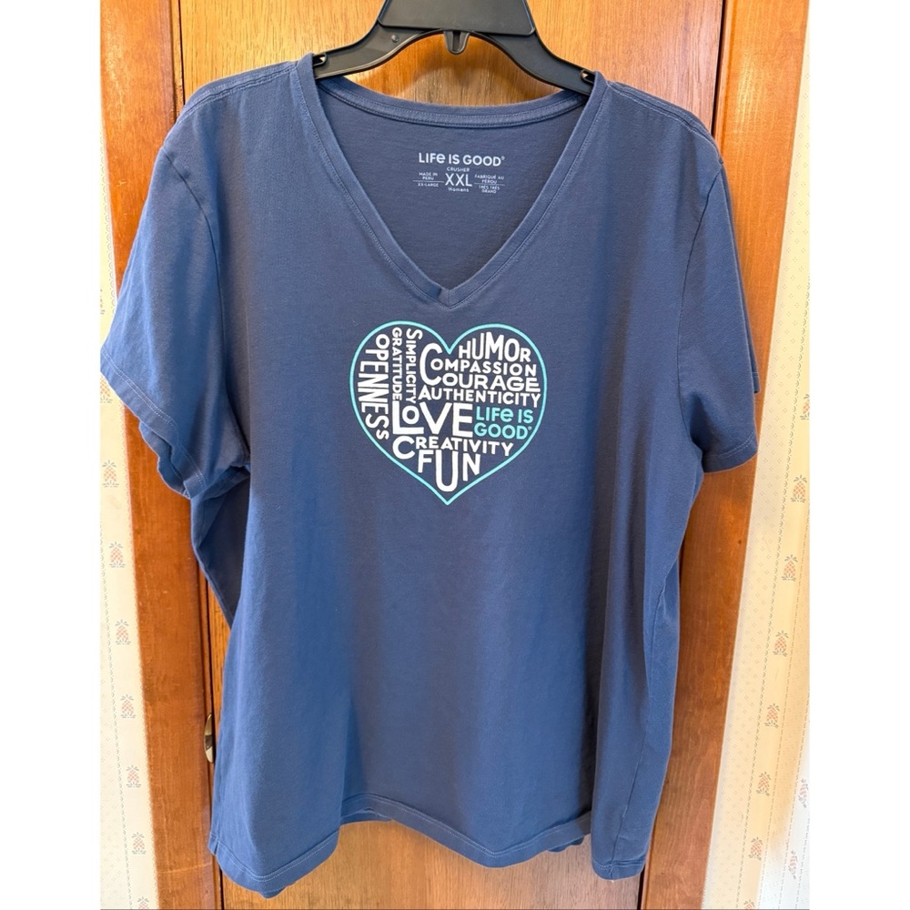 Life is Good Blue Heart Graphic T-Shirt